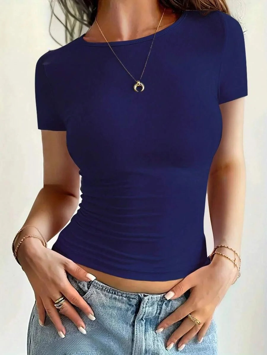 Camiseta Feminina Básica Cropped