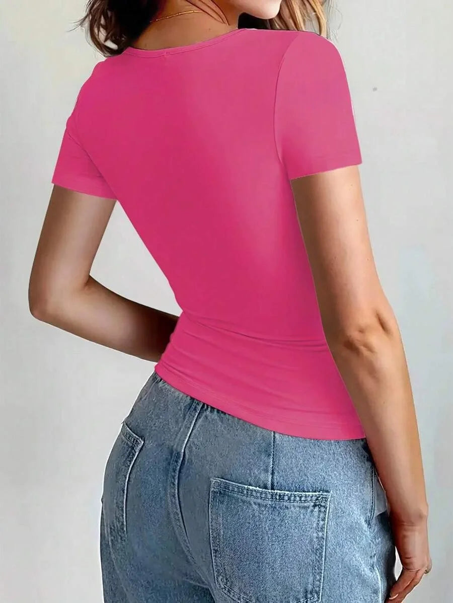 Camiseta Feminina Básica Cropped