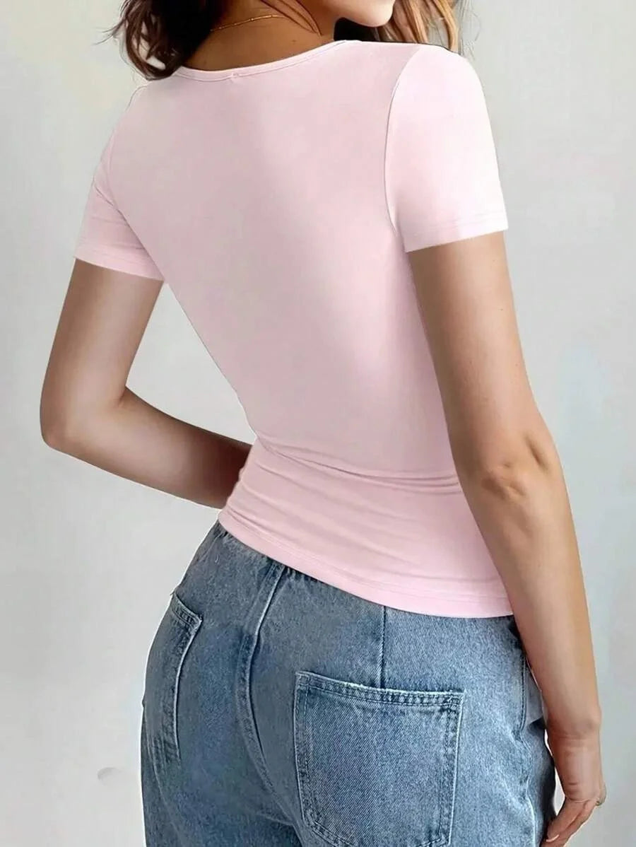 Camiseta Feminina Básica Cropped