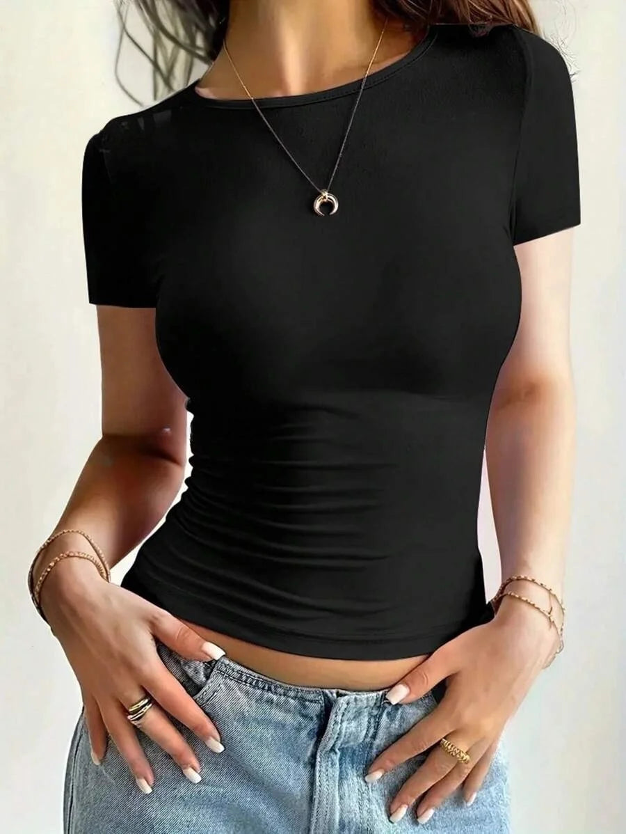 Camiseta Feminina Básica Cropped