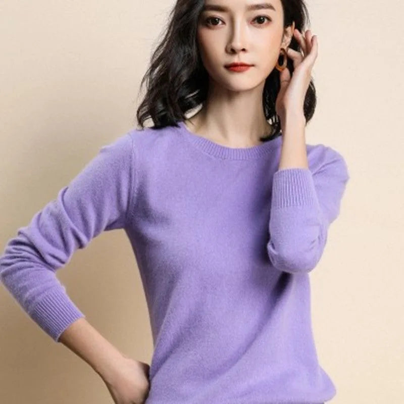 Suéter Feminino Básico de Lã e Cashmere